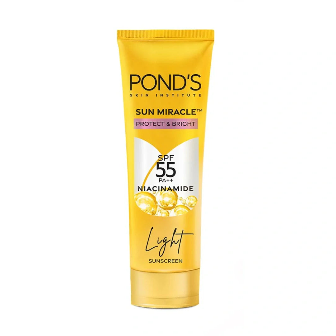 POND’S Sun Miracle SPF 55 PA+++ Light Sunscreen - Protect & Bright, With 3% Niacinamide (50g)