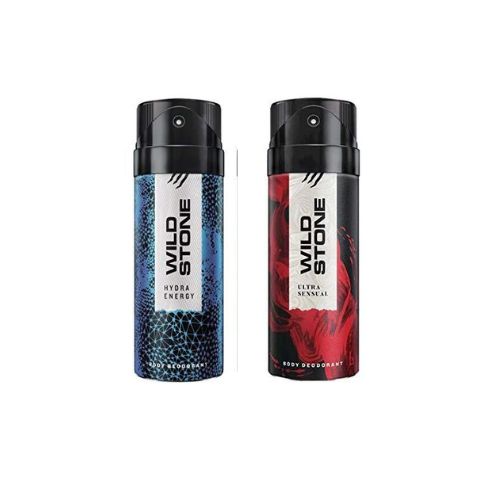 Wild Stone Men's Deodorant Hydra Energy & Ultra Sensual - 150ml (Pack of 2)