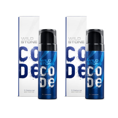 Wild Stone Code Titanium Body Perfume Spray For Men 120-ML (Pack of 2)