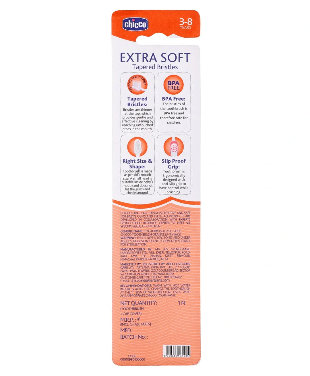 Chicco Ultra Soft Bristles Toothbrush Giraffe Print - Orange