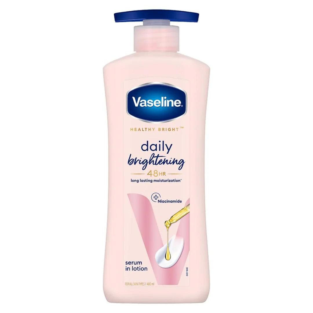 Vaseline Healthy Bright, Daily Brightening Daily Moisturizer, 400 ml, for Glowing Skin, with Vitamin B3, Visibly Radiant Skin in 2 Weeks, Lightweight, Non-sticky, Non-Oily Body Lotion, for Dry Skin