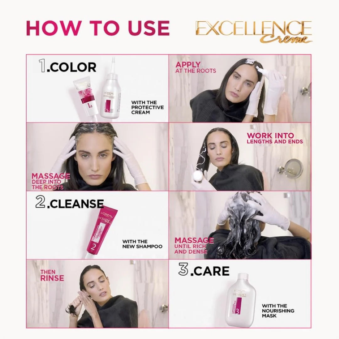 L'Oréal Paris Permanent Hair Colour, Radiant At-Home Hair Colour with up to 100% Grey Coverage, Pro-Keratin, Up to 8 Weeks of Colour, Excellence Crème, 4 Natural Dark Brown, 72ml+100g
