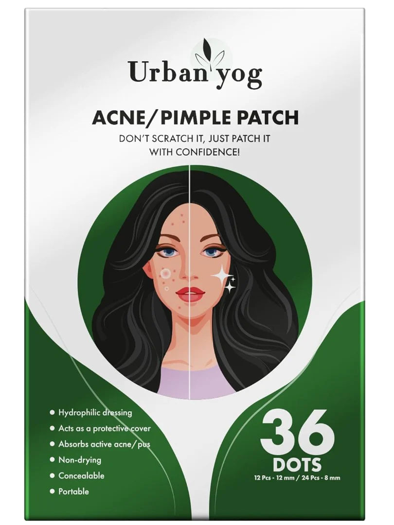 Urban Yog Acne Pimple Patch For Face | 36 Facial Stickers for Active Acne | Absorbs Pimple Overnight | Suitable for All Skin Types