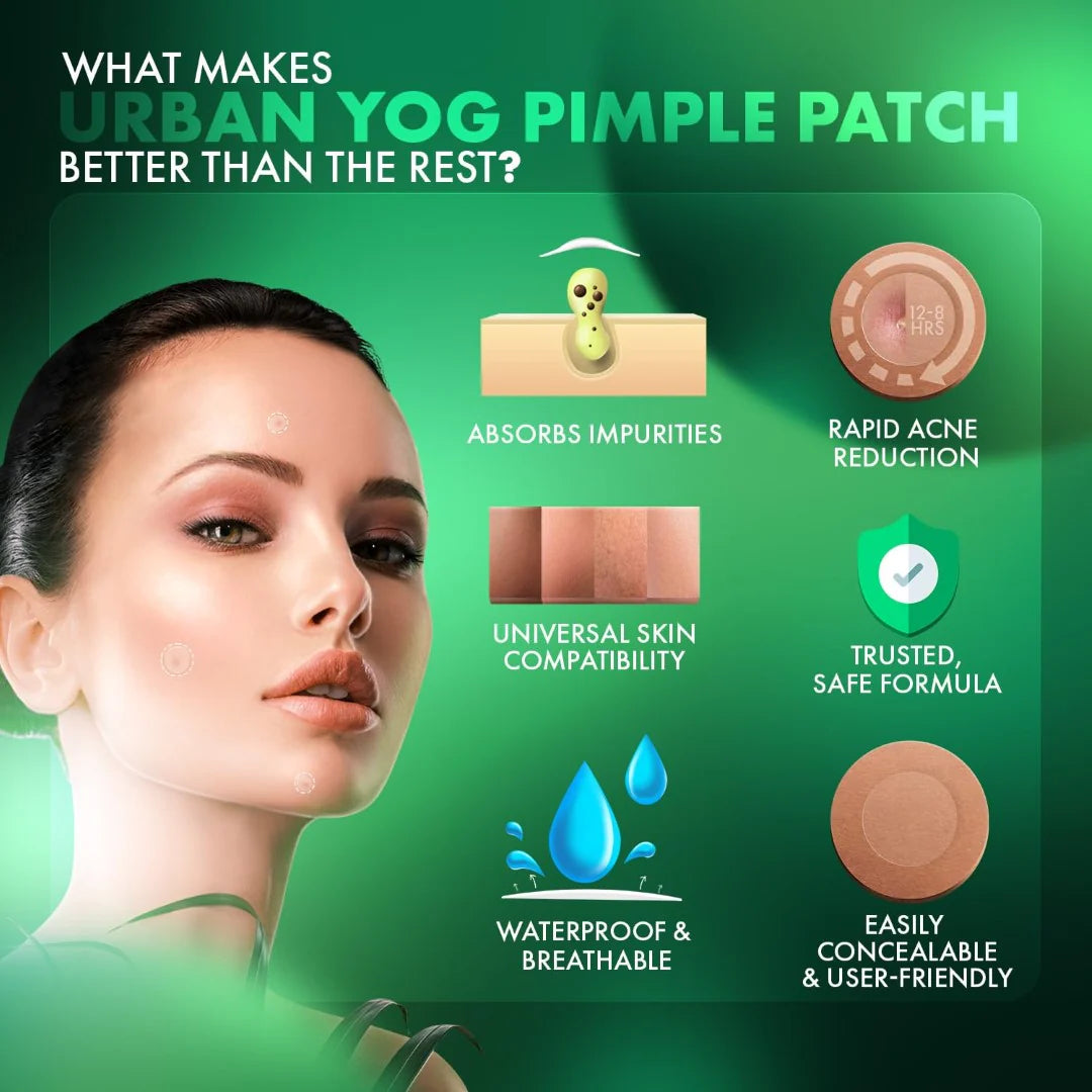 Urban Yog Acne Pimple Patch For Face | 36 Facial Stickers for Active Acne | Absorbs Pimple Overnight | Suitable for All Skin Types
