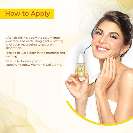 Lotus Herbals WhiteGlow Vit C and Gold Radiance Face Serum | Reduces Dark Spots | Enriched with & Gold | Smoothens Skin | Boosts Radiance | Paraben-Free | 30ml