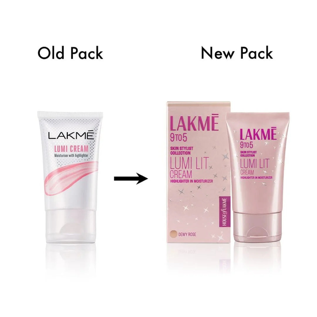 Lakme Lumi Cream - Face cream with Moisturizer + Highlighter, enriched with Niacinamide & Hyaluronic Acid - Dewy Rose, 30g