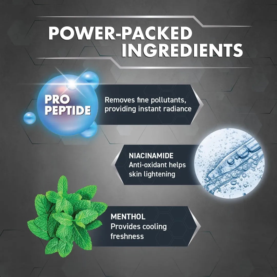 Fair and Handsome Instant Radiance Face Wash | Pro-Peptide | Instant Radiance| Washes of Fine Pollutants | Cooling Freshness | 150g