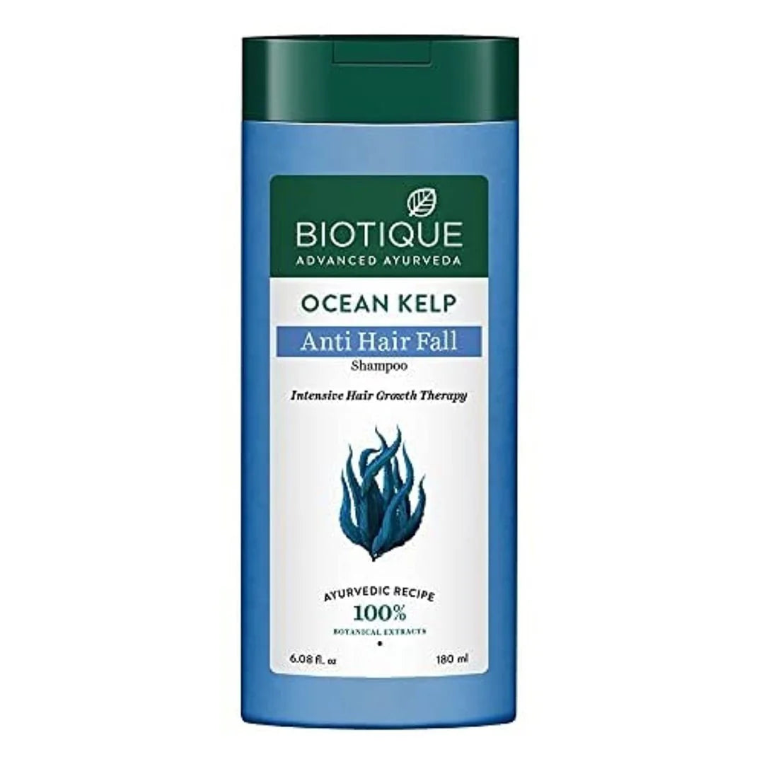 Biotique Ocean Kelp Anti Hairfall Shampoo | Intensive Hair Growth Therapy| Anti Hairfall Shampoo that Maintains Shine |100% Botanical Extracts | Suitable for All Hair Types |180ml