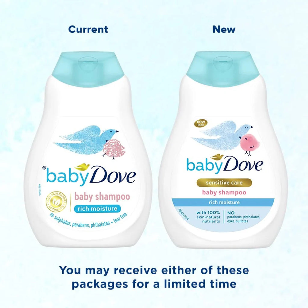 Baby Dove Shampoo 200 ml, Mild No Tears Rich Moisture Baby Shampoo for kids, Gentle Care for Baby's Soft Hair - No sulphate, no Paraben shampoo