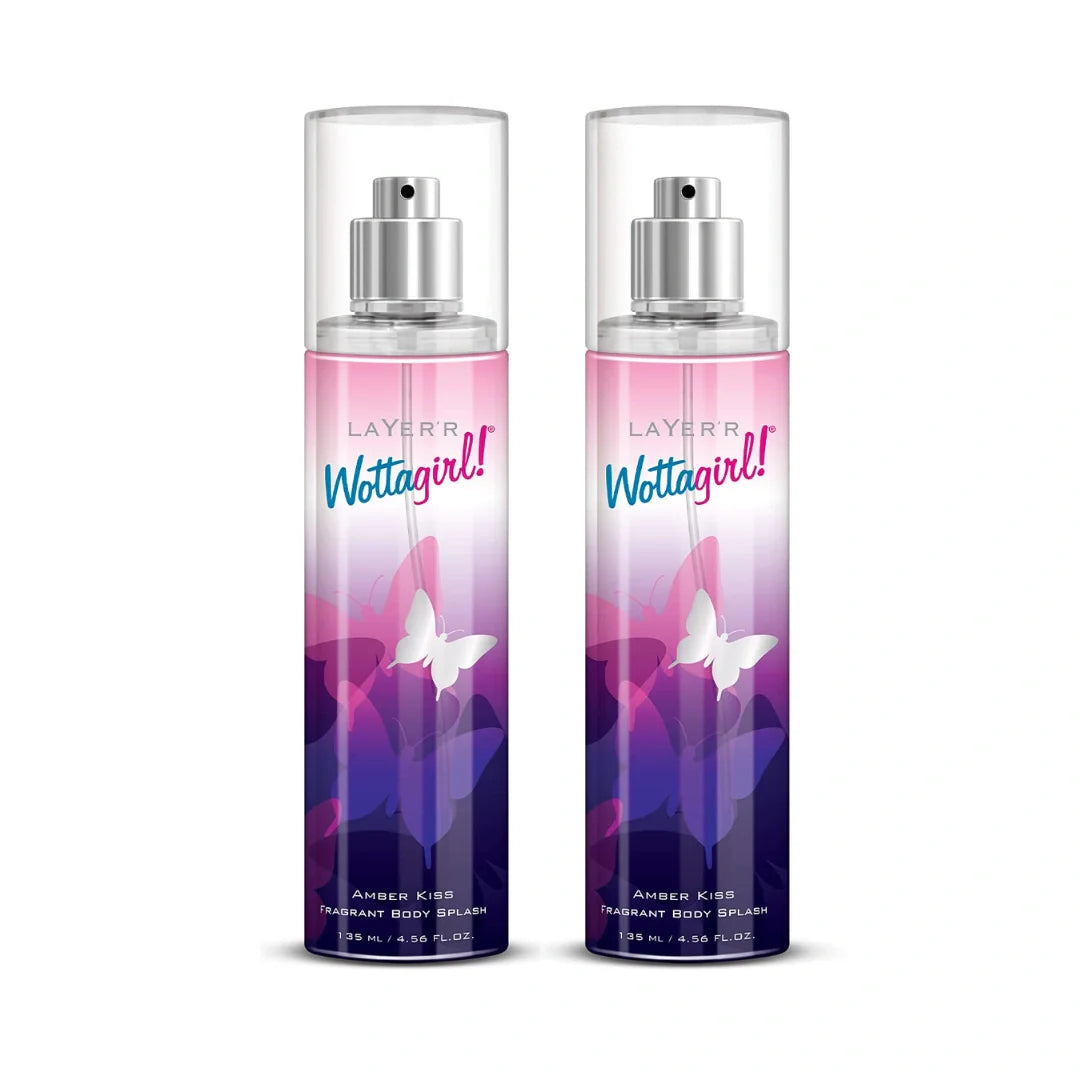 Layer'r Wottagirl Body Splash Spray Amber Kiss, For Women-135ml (Pack of 2)