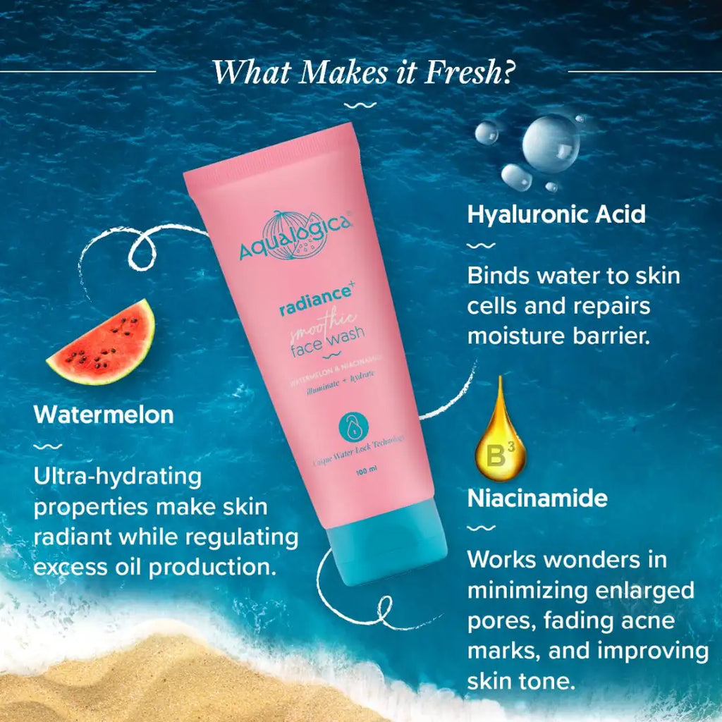 Aqualogica Radiance+ Smoothie Face Wash with Watermelon & Niacinamide for Men & Women (100ml)