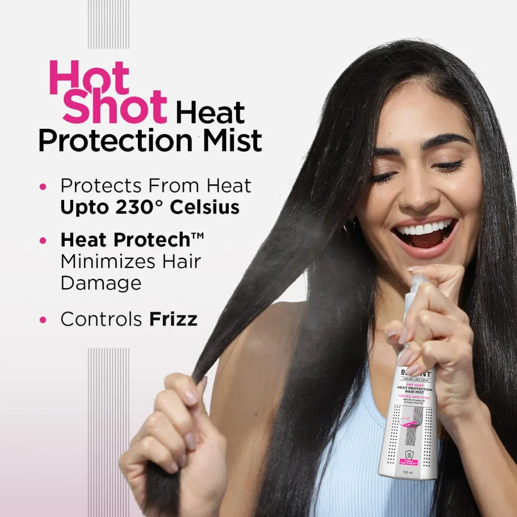 BBLUNT Hot Shot Heat Protection Hair Mist with Grape Seed Oil, No Parabens (150ml)