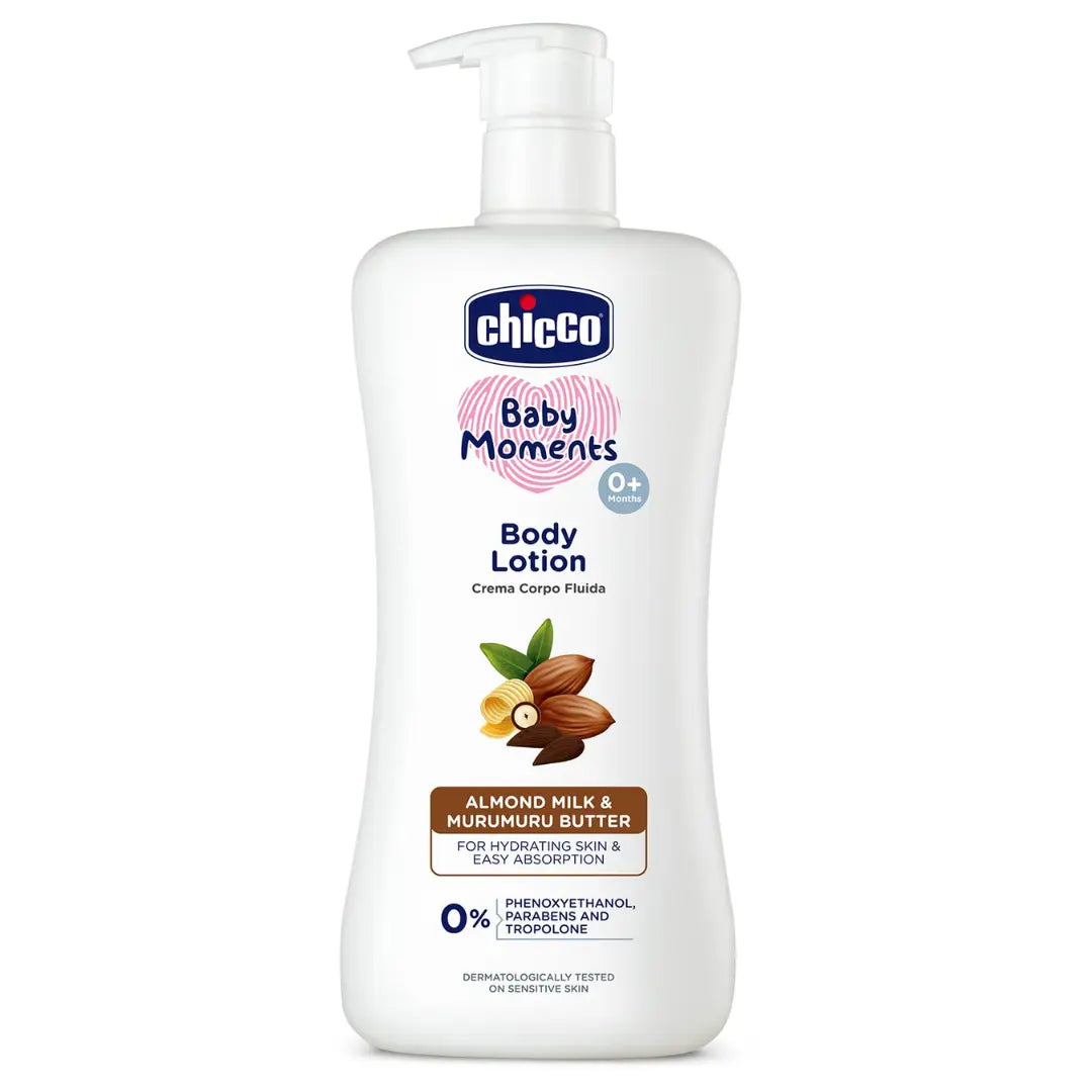 Chicco Baby Moments Body Lotion for Babies, 500ml|Almond Milk & Murumuru Butter -500ml , Chicco  Baby Cream 100g Free