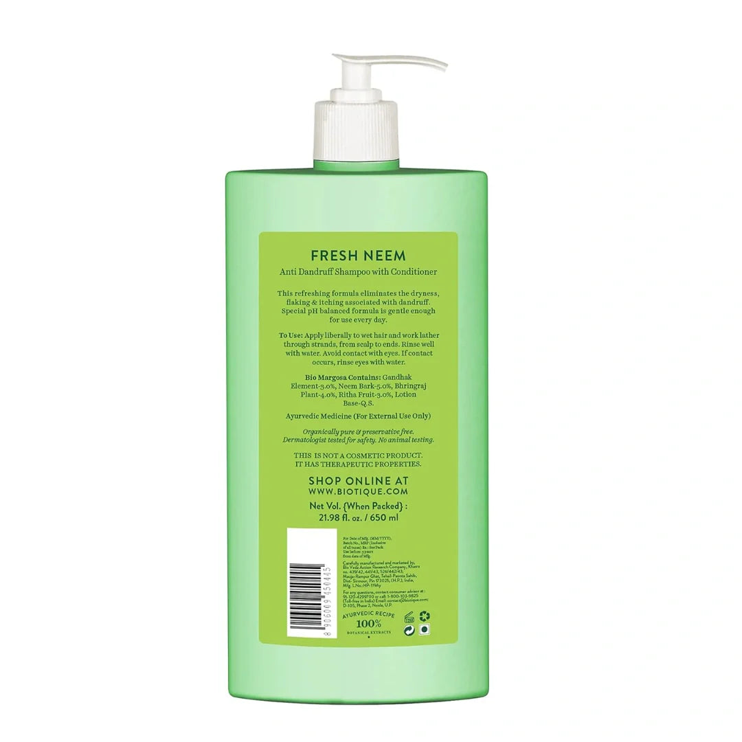 Biotique Fresh Neem Anti Dandruff Shampoo and Conditioner (650ml)