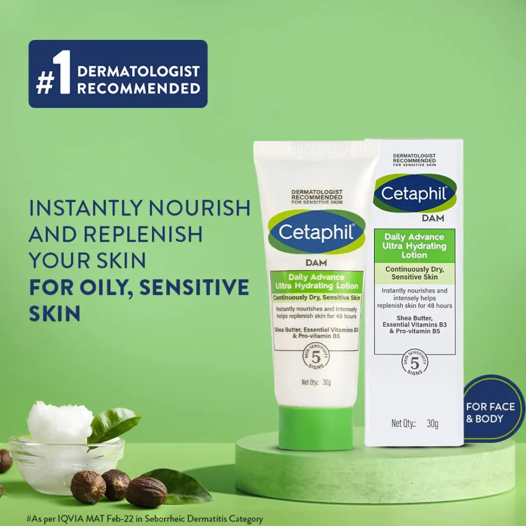 Cetaphil DAM Daily Advance Ultra Hydrating Lotion for Dry, Sensitive Skin| 30g (Pack of 2)