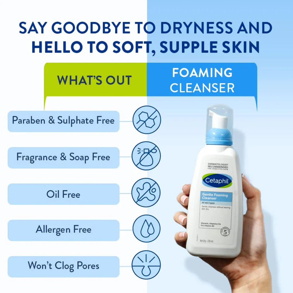 Cetaphil Gentle Foaming Cleanser  For dry to normal, sensitive skin 236ml