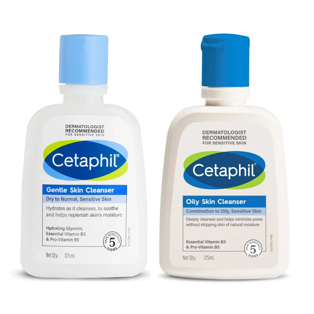 Cetaphil Gentle Skin Hydrating Face Wash Cleanser-125ml & Oily Skin Cleanser-125ml