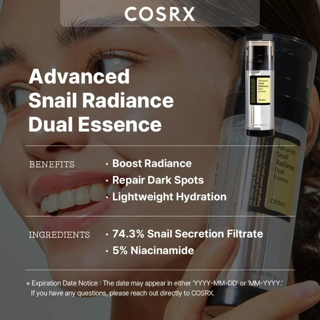 COSRX Advanced Snail Radiance Dual Essence with Niacinamide  (80ml)