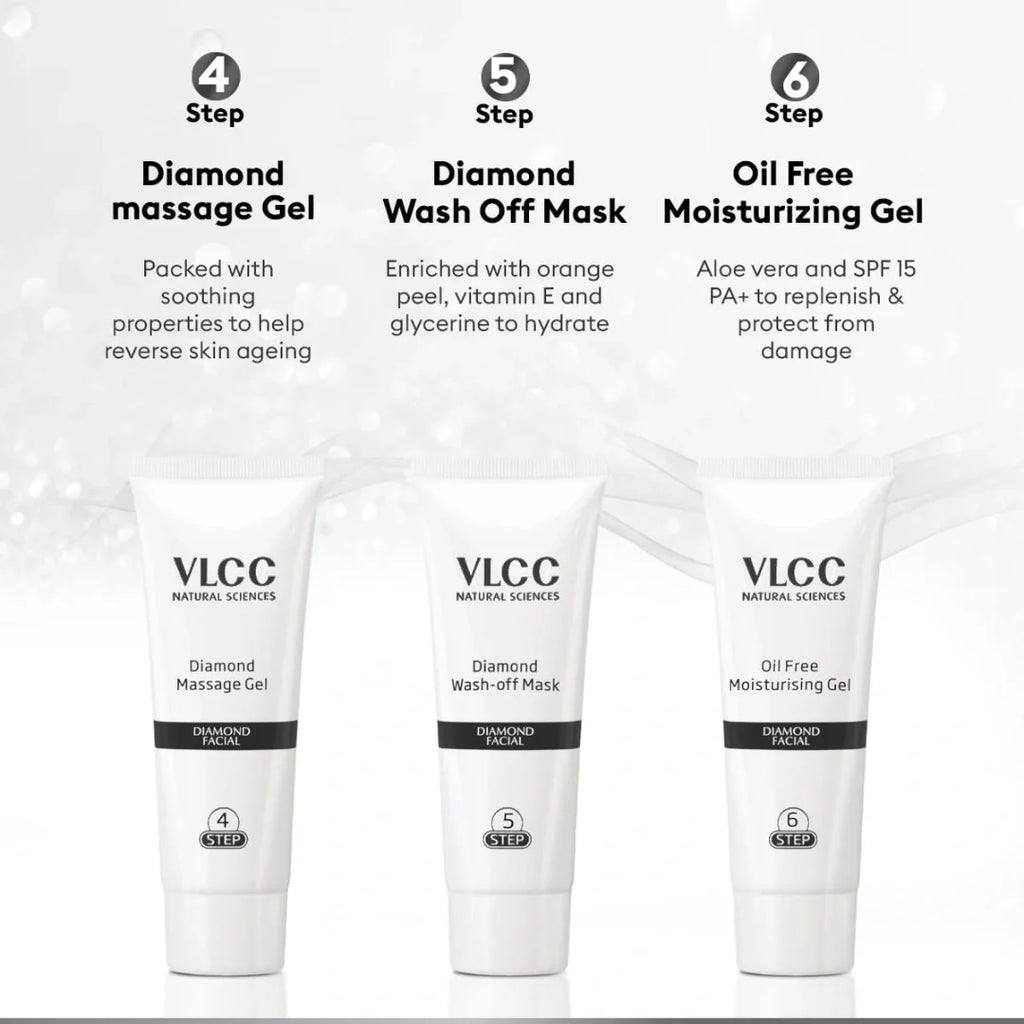 VLCC Diamond Facial Kit - 60g | Skin Purifying with Parlour Glow |