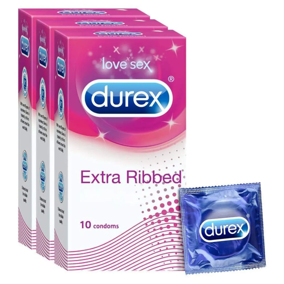 Durex Condoms, Extra Ribbed - 10 Count