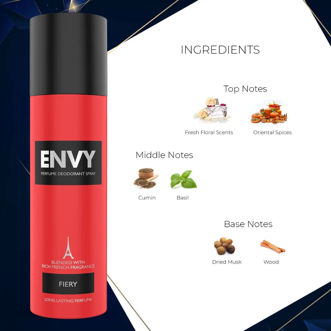 ENVY Fiery Deo & Magnetic Deo | Long Lasting Deodorant Combo Set for Men -120ml (Pack of 2)