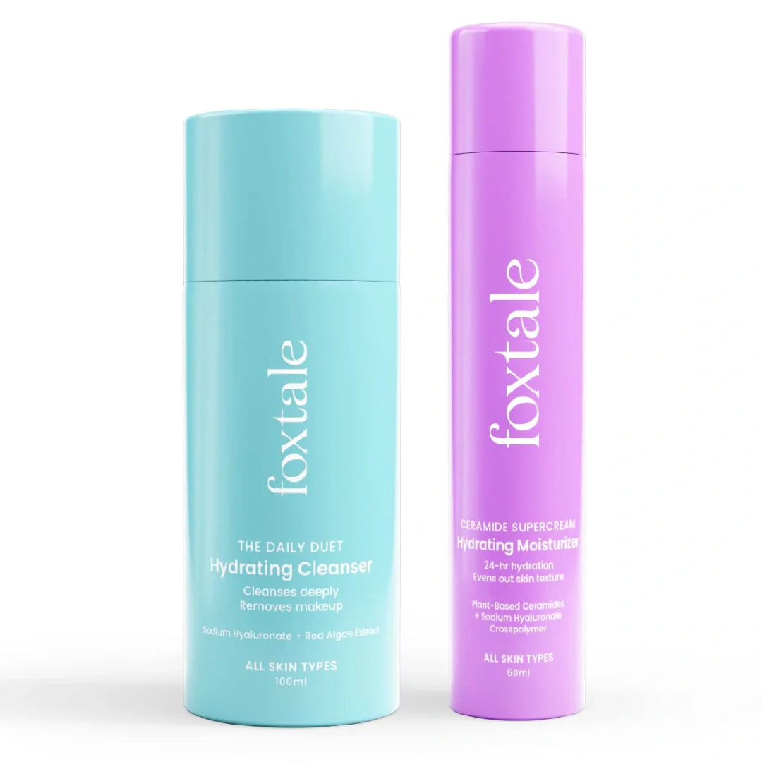 Foxtale Hydration Skin Care Kit | Cleanser Face Wash- 100ml + Ceramide Supercream Moisturizer- 50ml  (Pack of 2)