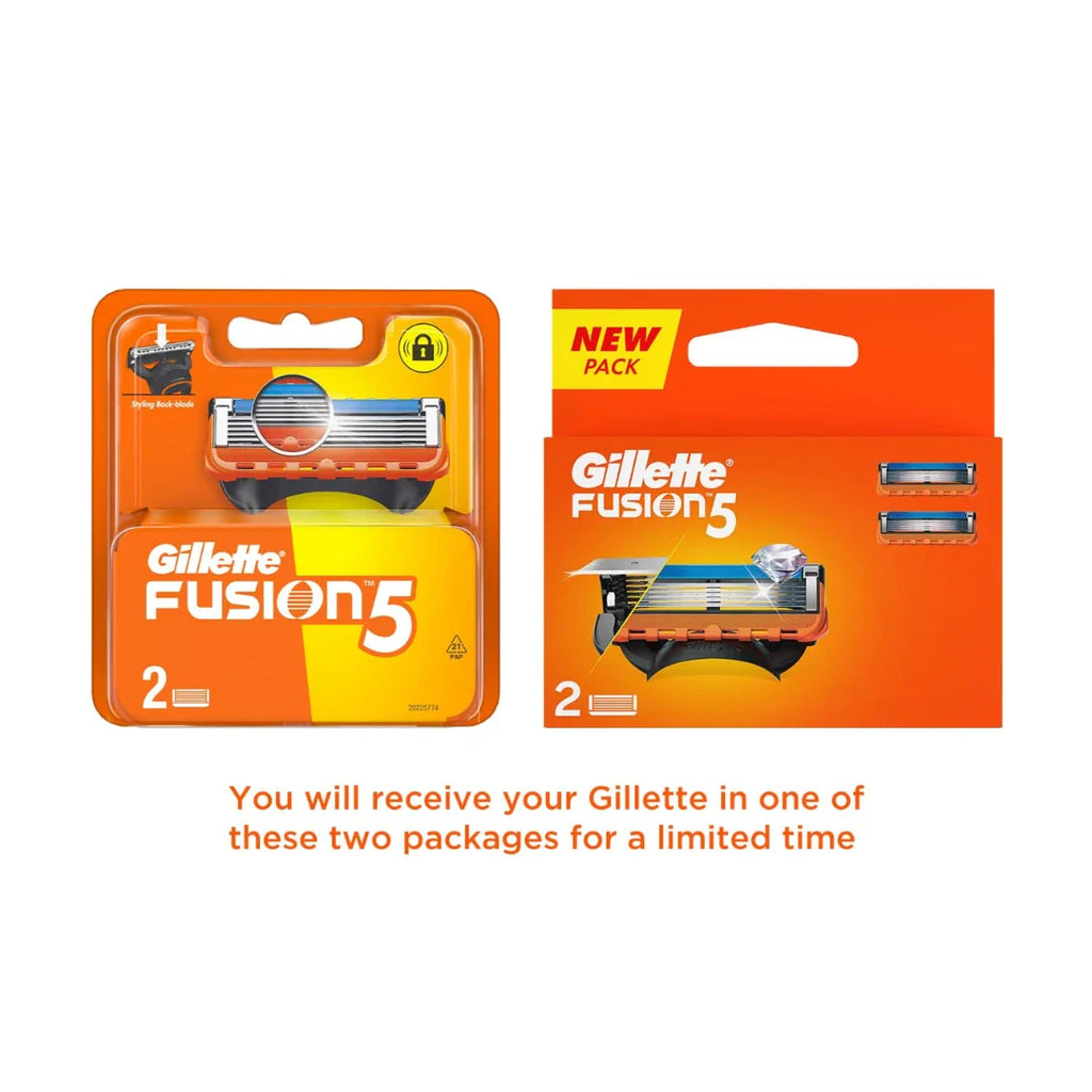 Gillette Fusion Manual Blades for men with styling back blade - 2 count for Perfect Shave and Perfect Beard Shape
