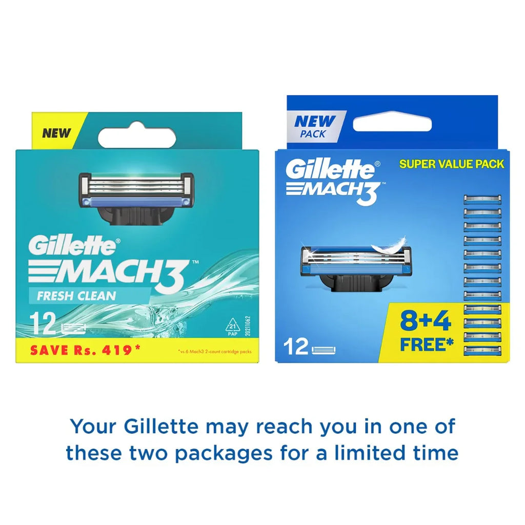 Gillette Mach 3 Manual Shaving Razor Blades (Cartridge) 12s pack