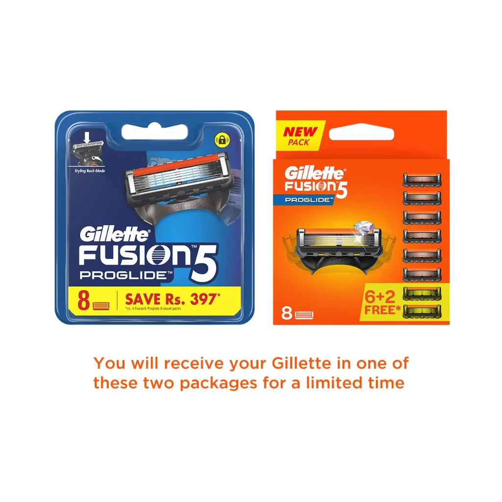 Gillette Fusion Proglide Blades for men with styling back blade - 8 count for Perfect Shave and Perfect Beard Shape