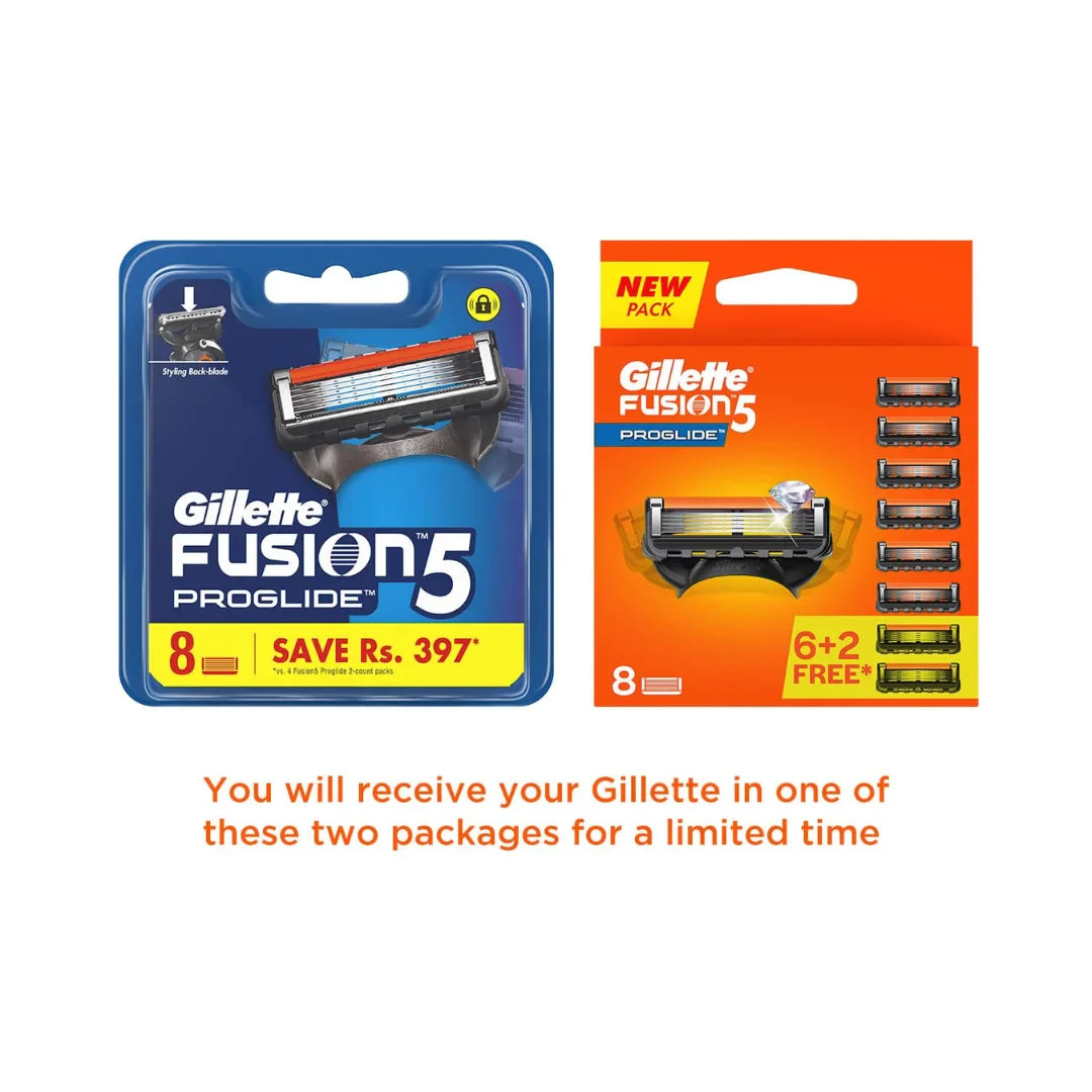 Gillette Fusion Proglide Blades for men with styling back blade - 8 count for Perfect Shave and Perfect Beard Shape