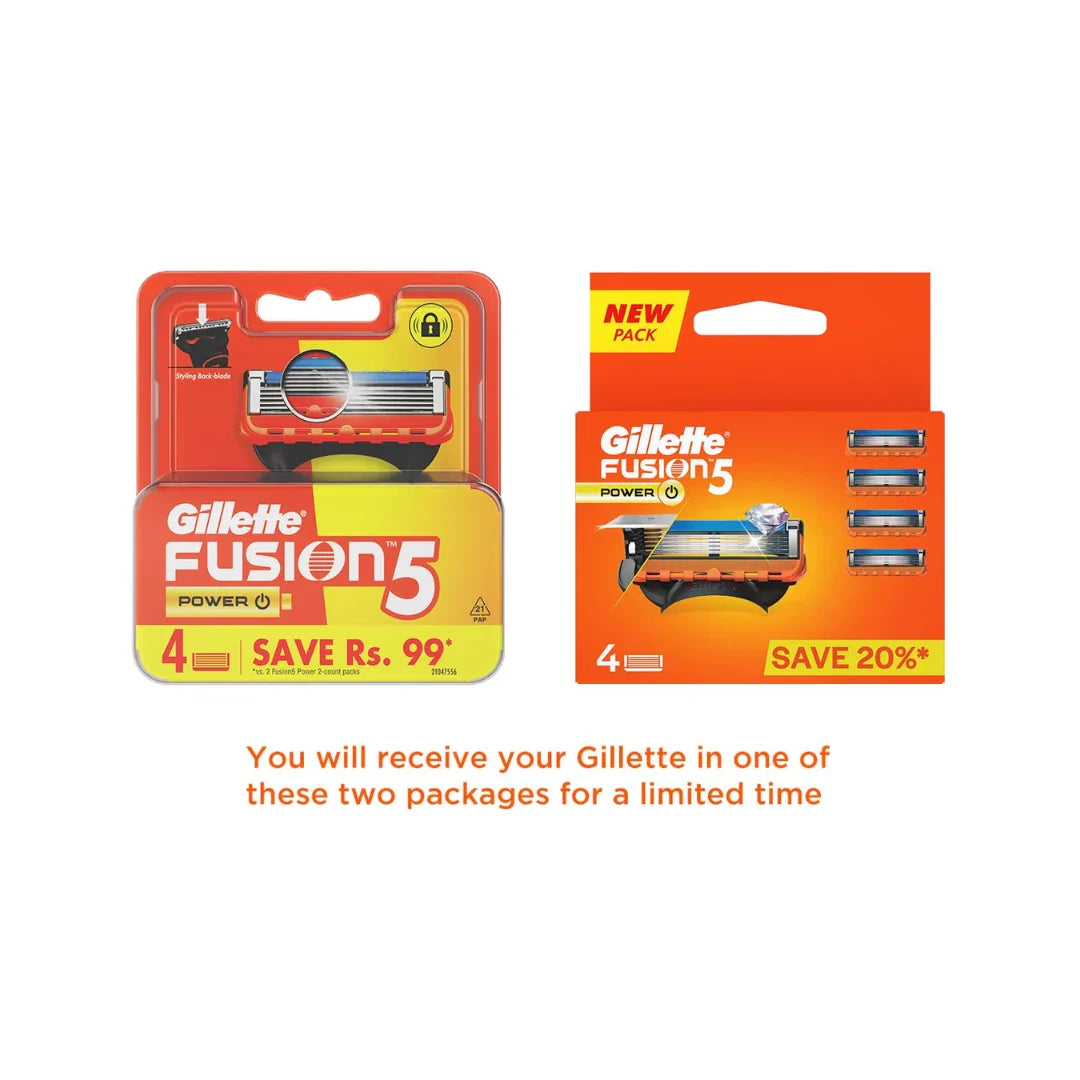Gillette Fusion Power Blades for men with styling back blade - 4 count for Perfect Shave and Perfect Beard Shape