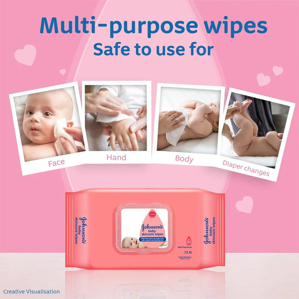 Johnson's Baby Skincare Wipes with Lid, (72Unit)