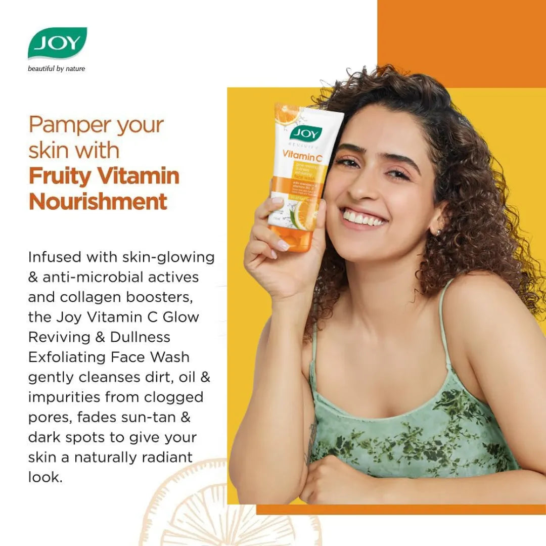 Joy Skin Brightening Vitamin C Face Wash For Oily Skin - Fades Dark Spots & Repairs Skin Barrier (150ml)