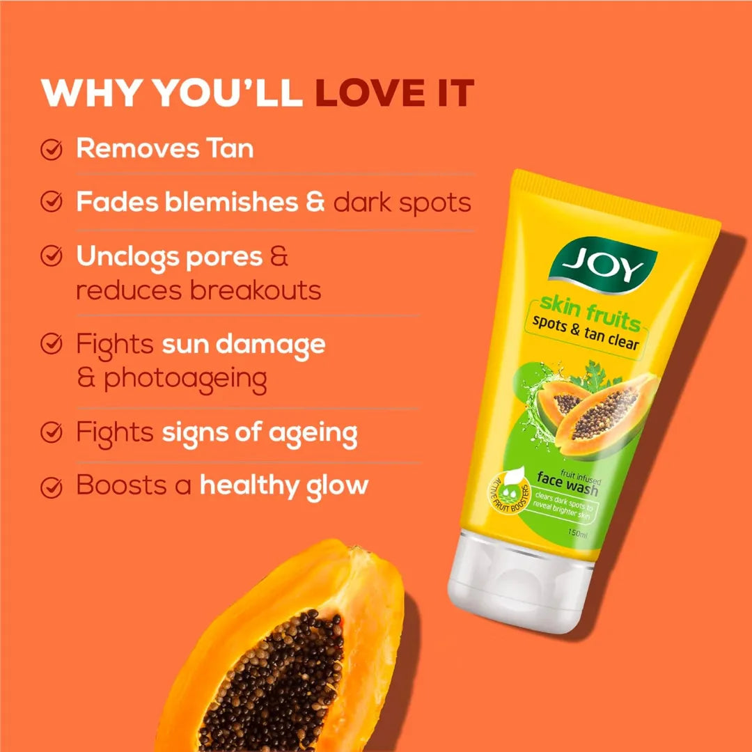 Joy Skin Fruits Spots & Tan Clear Papaya Face Wash (150ml)