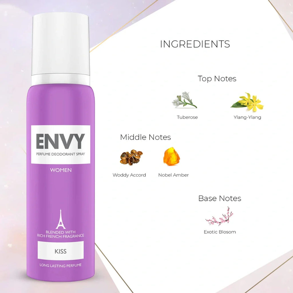 ENVY Kiss Deodorant | Long Lasting Deo Perfume Spray For Women (120ml)
