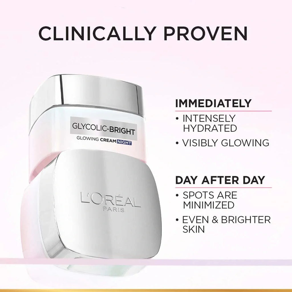 L'Oreal Paris Glycolic Bright Glowing Night Cream, spf-17 - 50g
