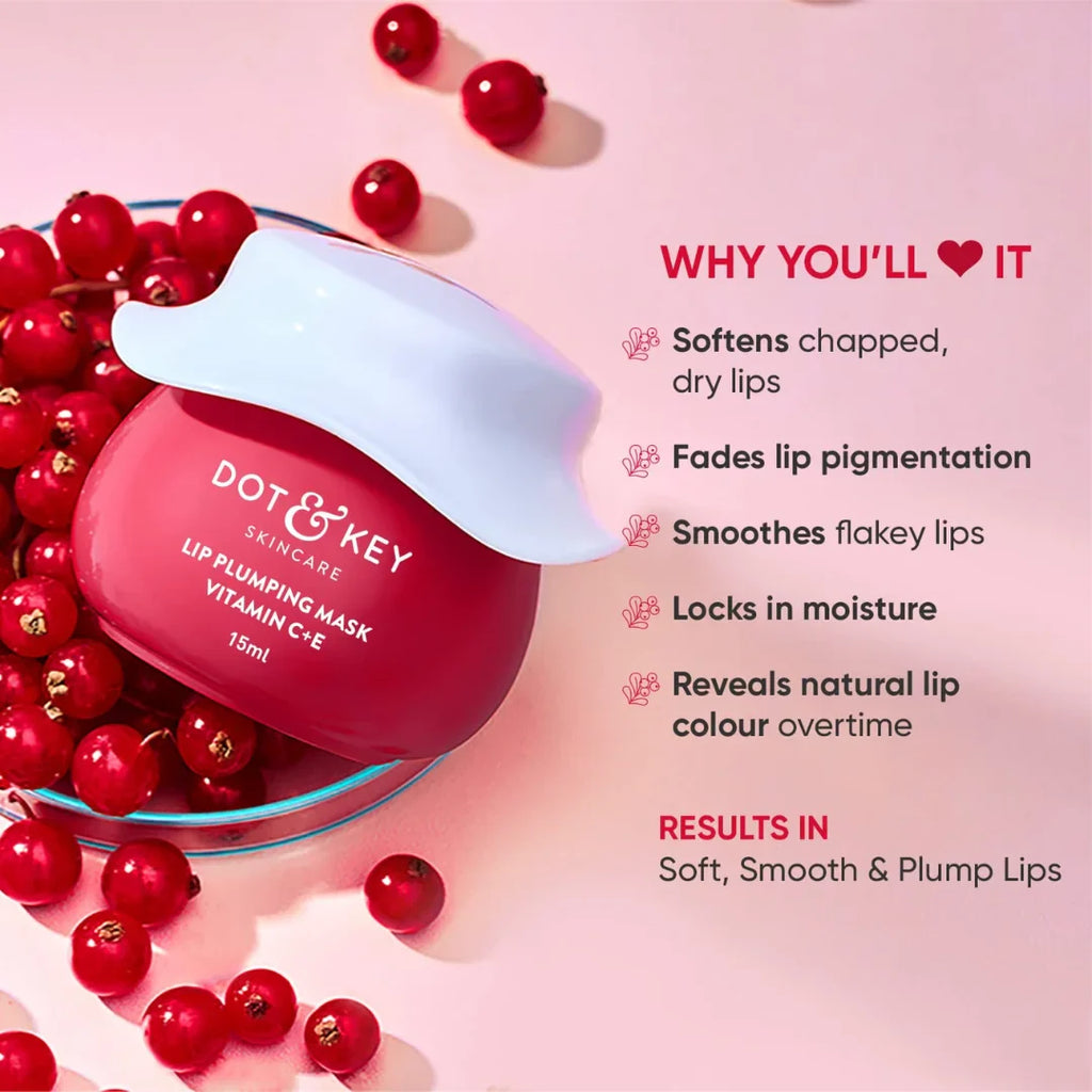 Dot & Key Lip Plumping Mask With Shea Butter&Vitamin C + E For Naturally Glowing Lips (15ml)