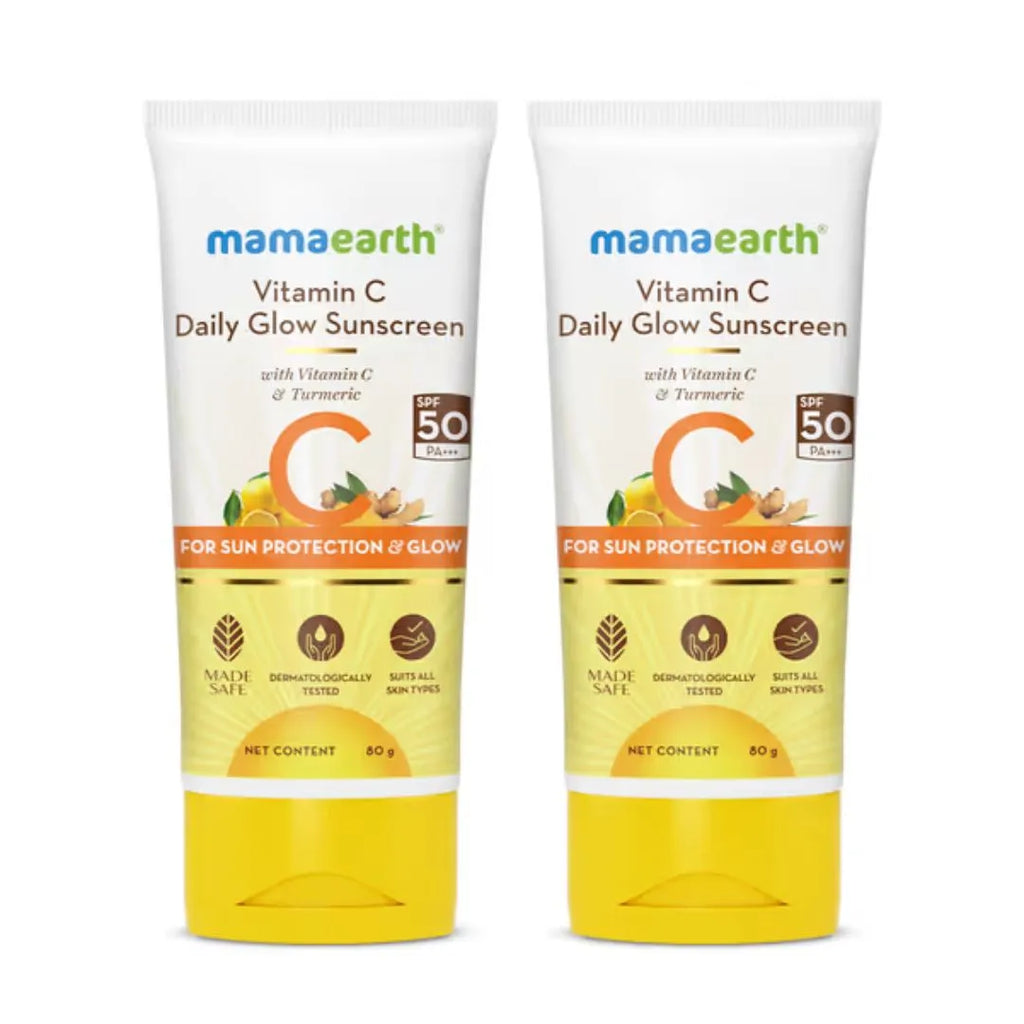 Mamaearth Vitamin C Daily Glow Sunscreen SPF 50 PA+++, No White Cast with Vitamin C & Turmeric for Sun Protection & Glow