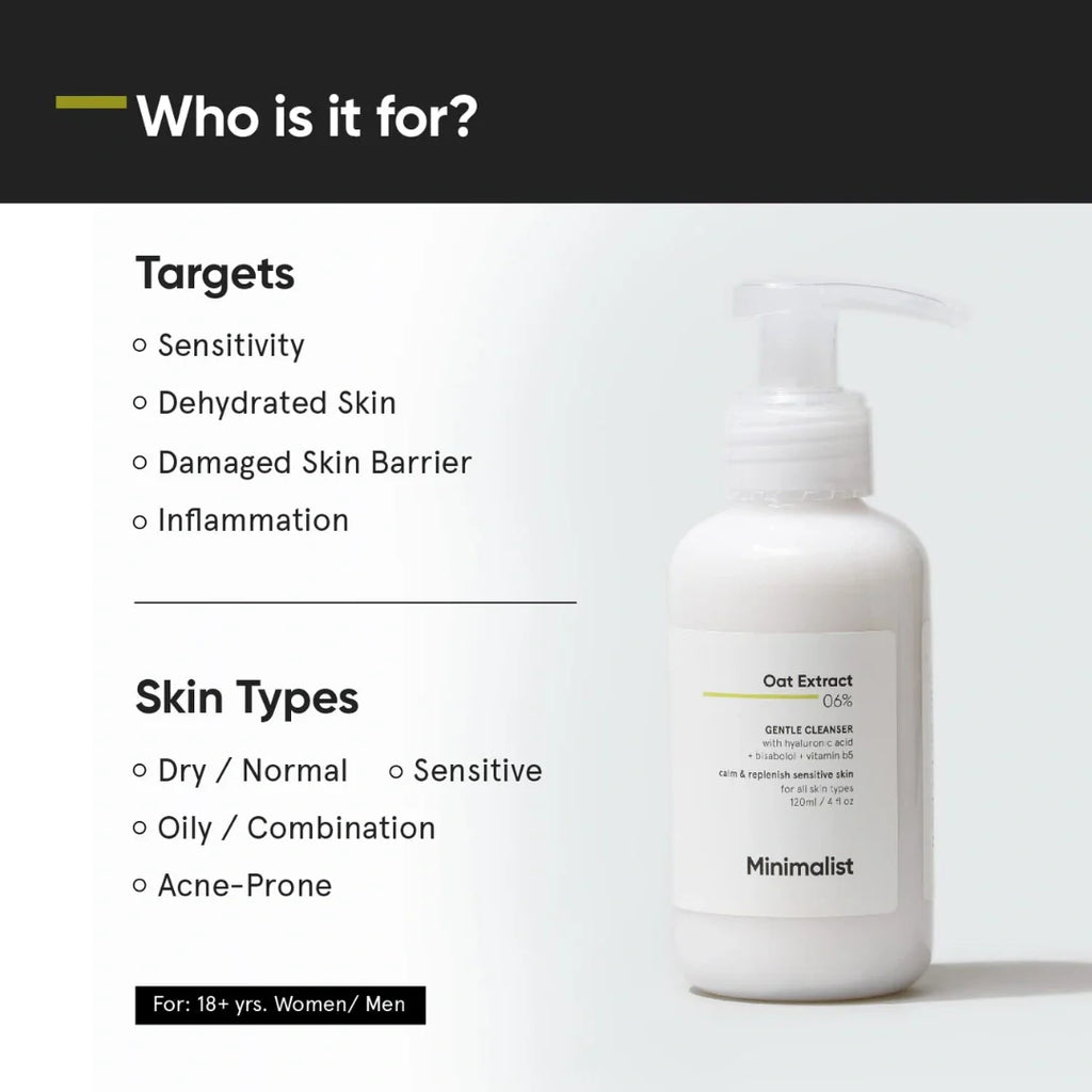Minimalist 6% Oat Extract Gentle Cleanser With Hyaluronic Acid For Sensitive Skin (120ml)