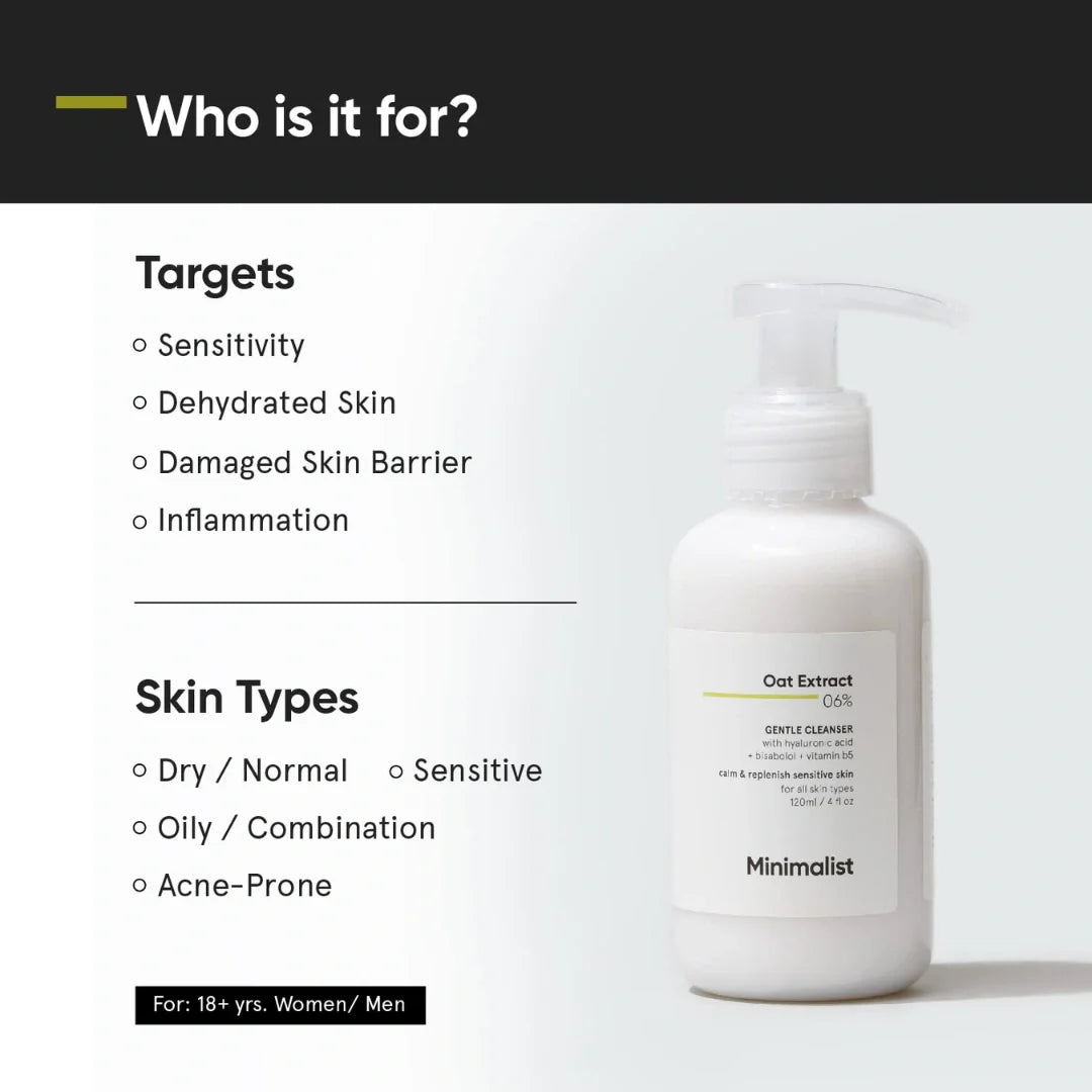 Minimalist 6% Oat Extract Gentle Cleanser With Hyaluronic Acid For Sensitive Skin (120ml)