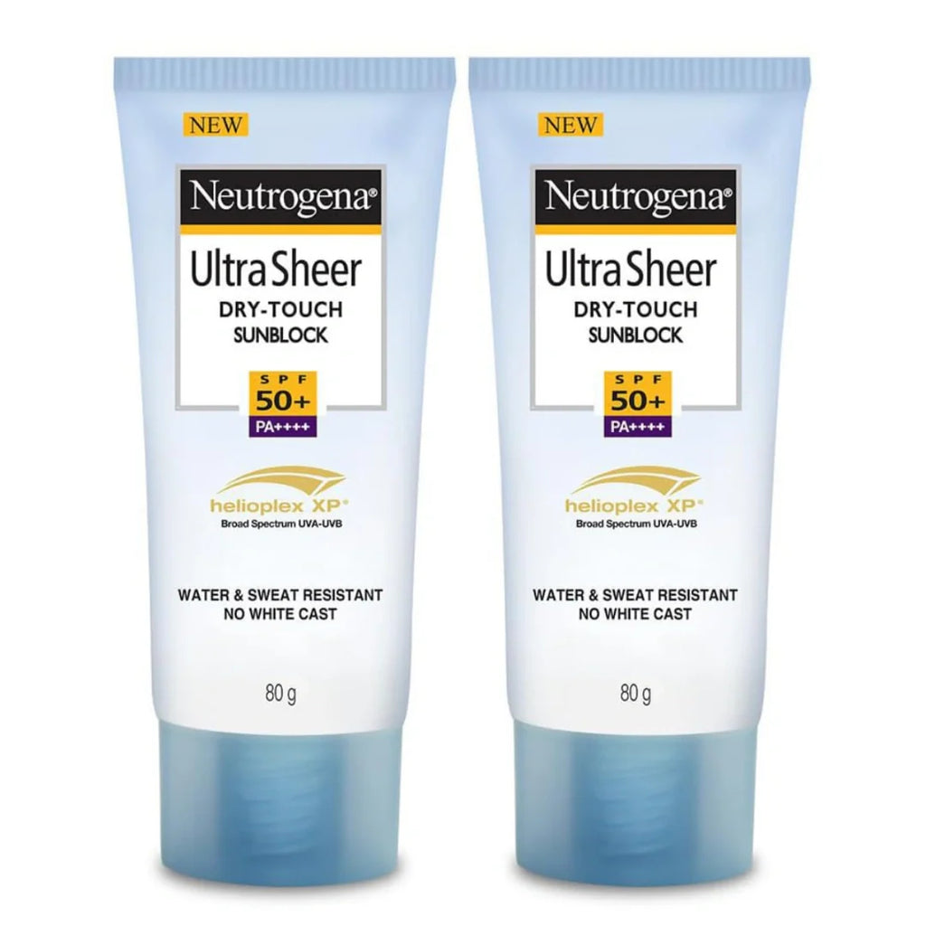 Neutrogena Ultra sheer Sunscreen, SPF 50+, Ultra light, for oily and dry skin, 80 ml Pack of 2