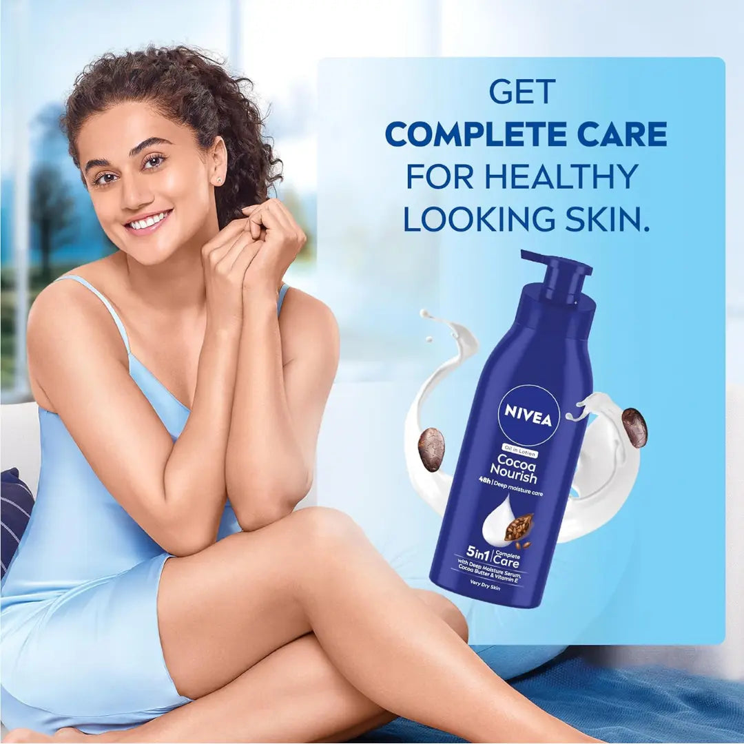 NIVEA Cocoa Nourish BODY LOTION -Cocoa butter & Vit E for 48H deep moisturization,Very Dry skin (400ml)