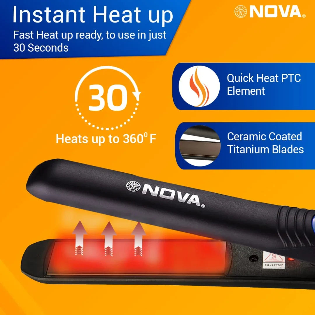 Nova NHS 841 Selfie Hair Straightener for Women (Blue)