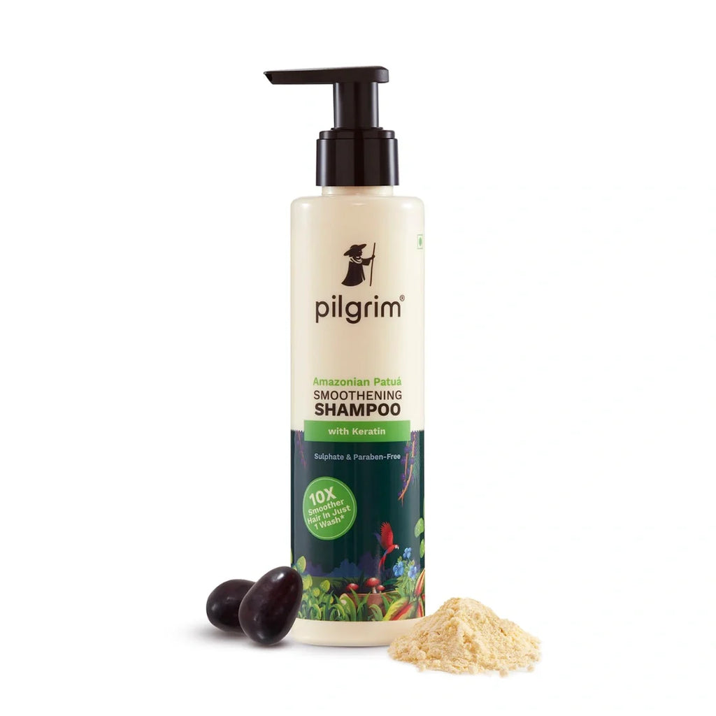 Pilgrim Patuá & Keratin Hair SMOOTHENING SHAMPOO for Dry & Frizzy hair | Sulphate & Paraben free shampoo for Women & Men | Hair Smoothening & healthy scalp | 200 ml