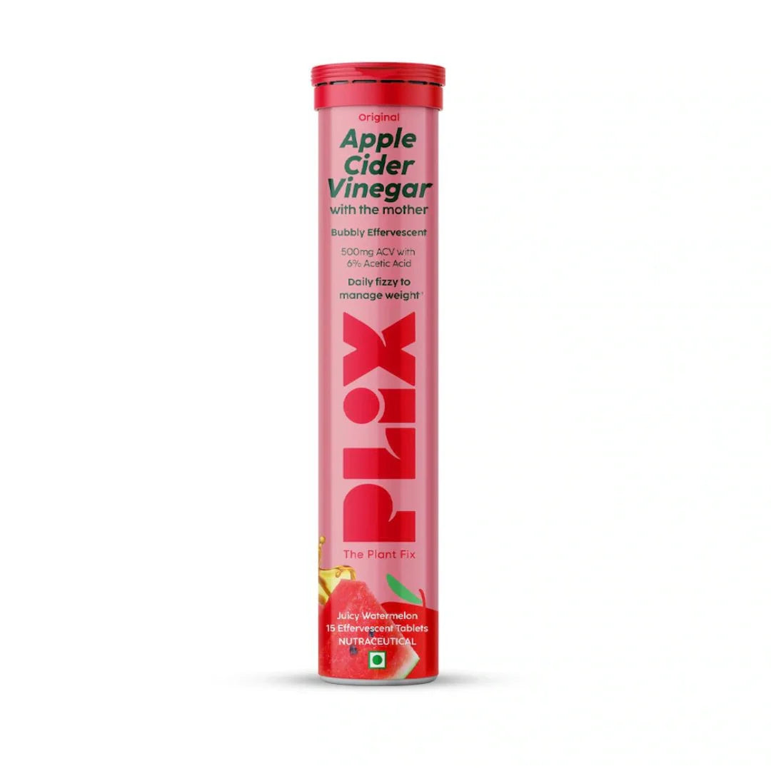 PLIX - THE PLANT FIX Apple Cider Vinegar Effervescent Tablet With Mother I With Vitamin B6 & B12 (Apple),15 Capsules