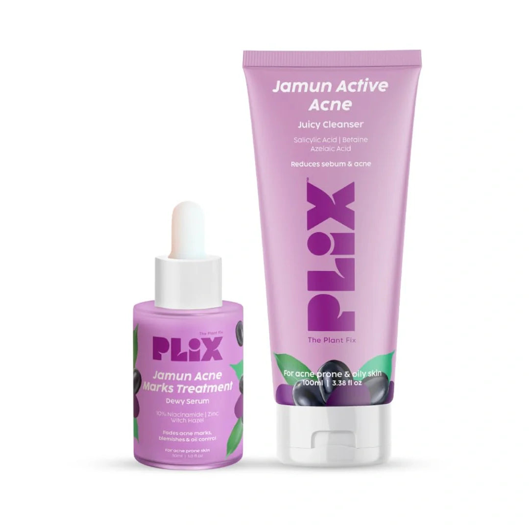 PLIX - THE PLANT FIX Jamun Face Wash and Acne Marks Serum Combo(100ml + 30ml) For Acne spots & Oil Control, For Breakouts | Oily & Acne Prone Skin | Women & Men