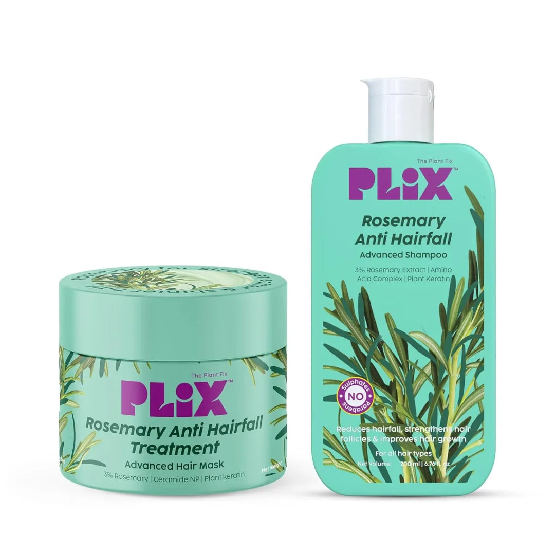 PLIX - THE PLANT FIX  Rosemary Infused Advanced Shampoo-200ml & Hair Mask-200g  Repairs Damaged Hair