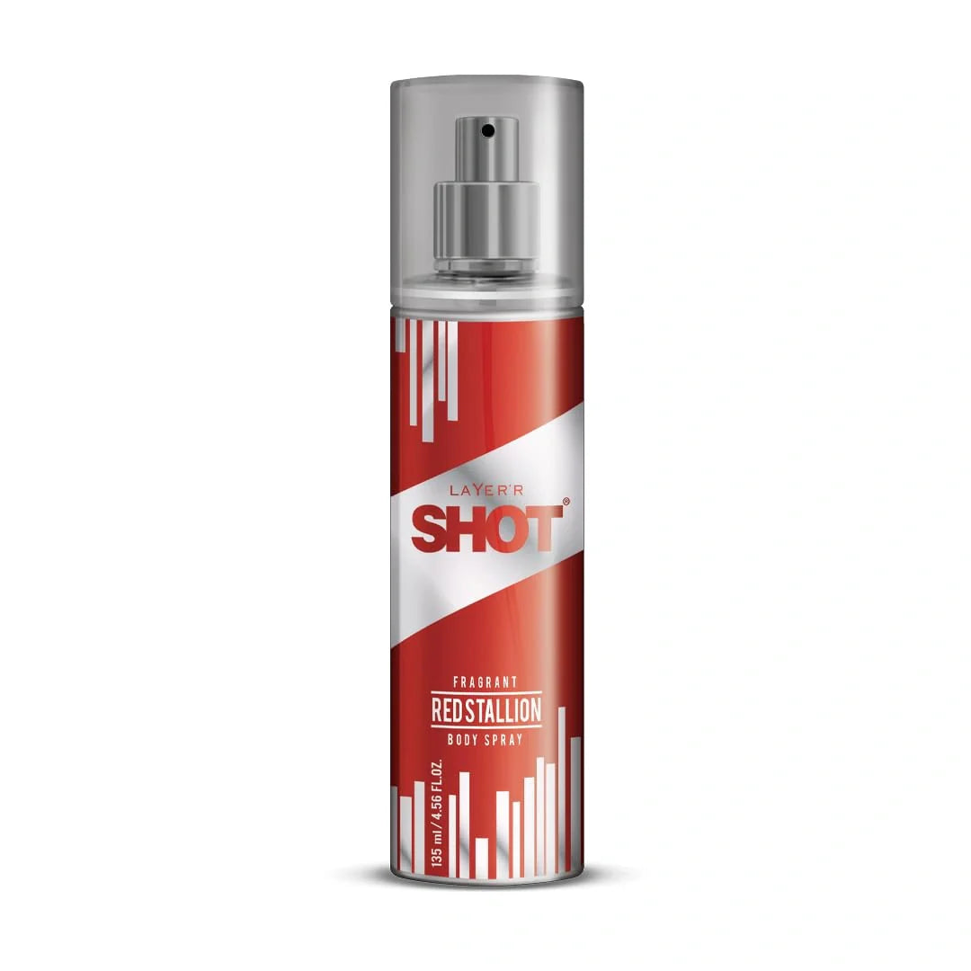 Layer'r Shot Red Stallion Deodrant Body Spray For Men | Long-Lasting Premium With Powerful Masculine Fragrance (135ml)