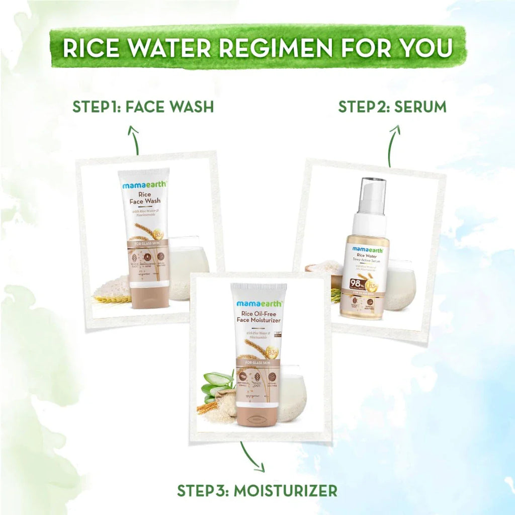 Mamaearth Rice Oil-Free Face Moisturizer for Oily Skin-80g & Rice Water Dewy Active Serum-50ml