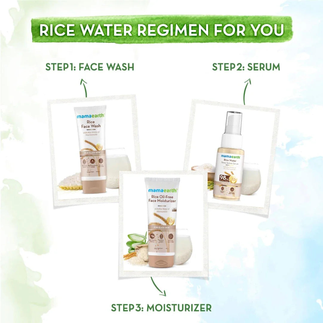 Mamaearth Rice Oil-Free Face Moisturizer for Oily Skin-80g & Rice Water Dewy Active Serum-50ml
